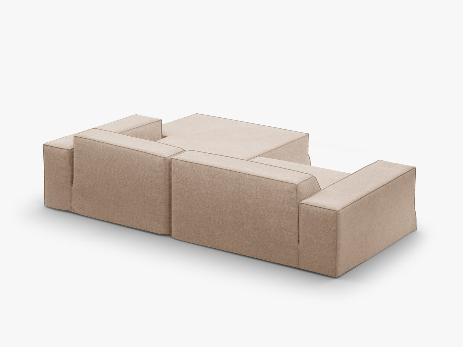 Micadoni Ecksofa Jodie 3-Sitzer Rechts Strukturierter Stoff Lins Sand