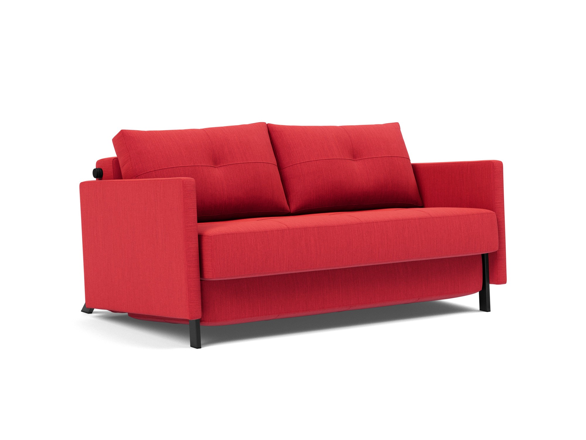 Schlafsofa Cubed mit Armlehnen 140 Flachgewebe Elegance 511-Red