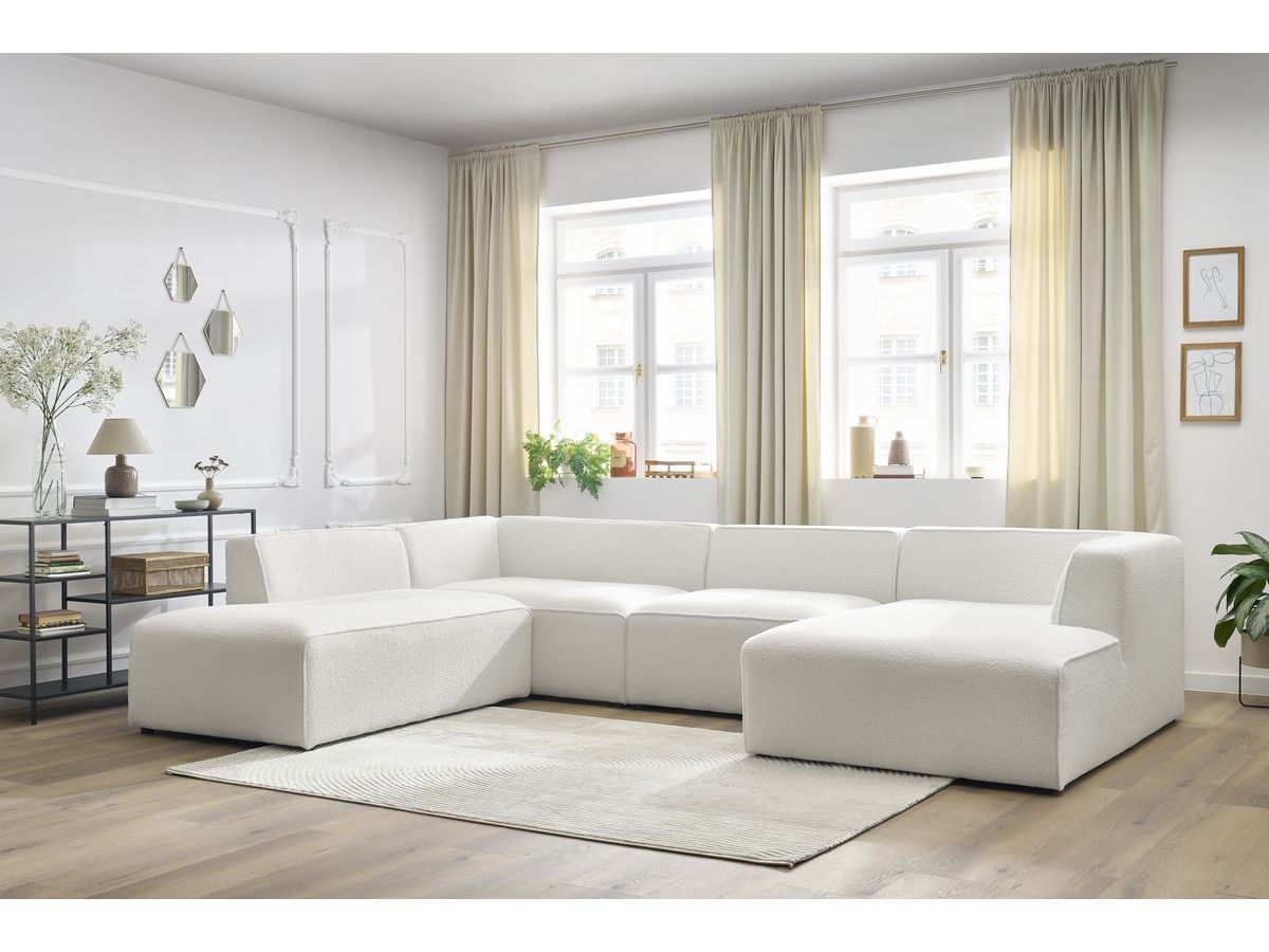 Bobochic Megeve Wohnlandschaft Bouclé-Stoff Weiß Ecke rechts
