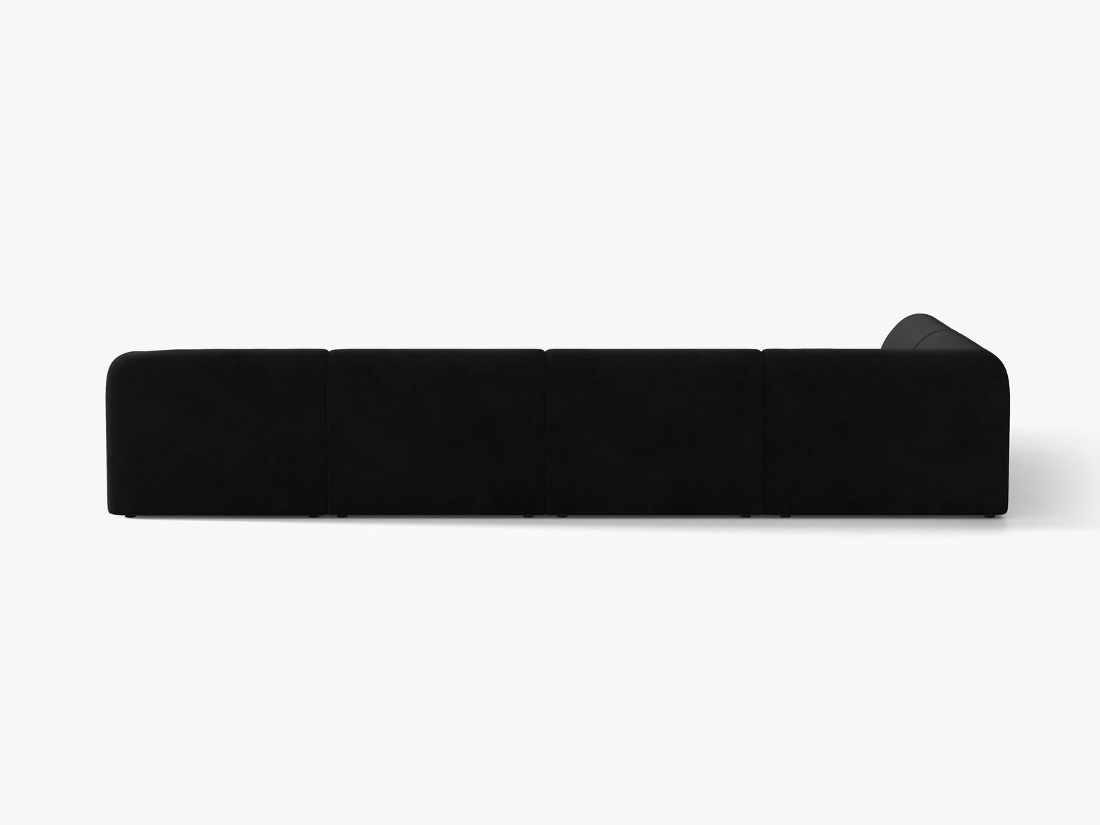 Micadoni Panorama-Ecksofa Miley 6-Sitzer Links Samt Bluvel Schwarz