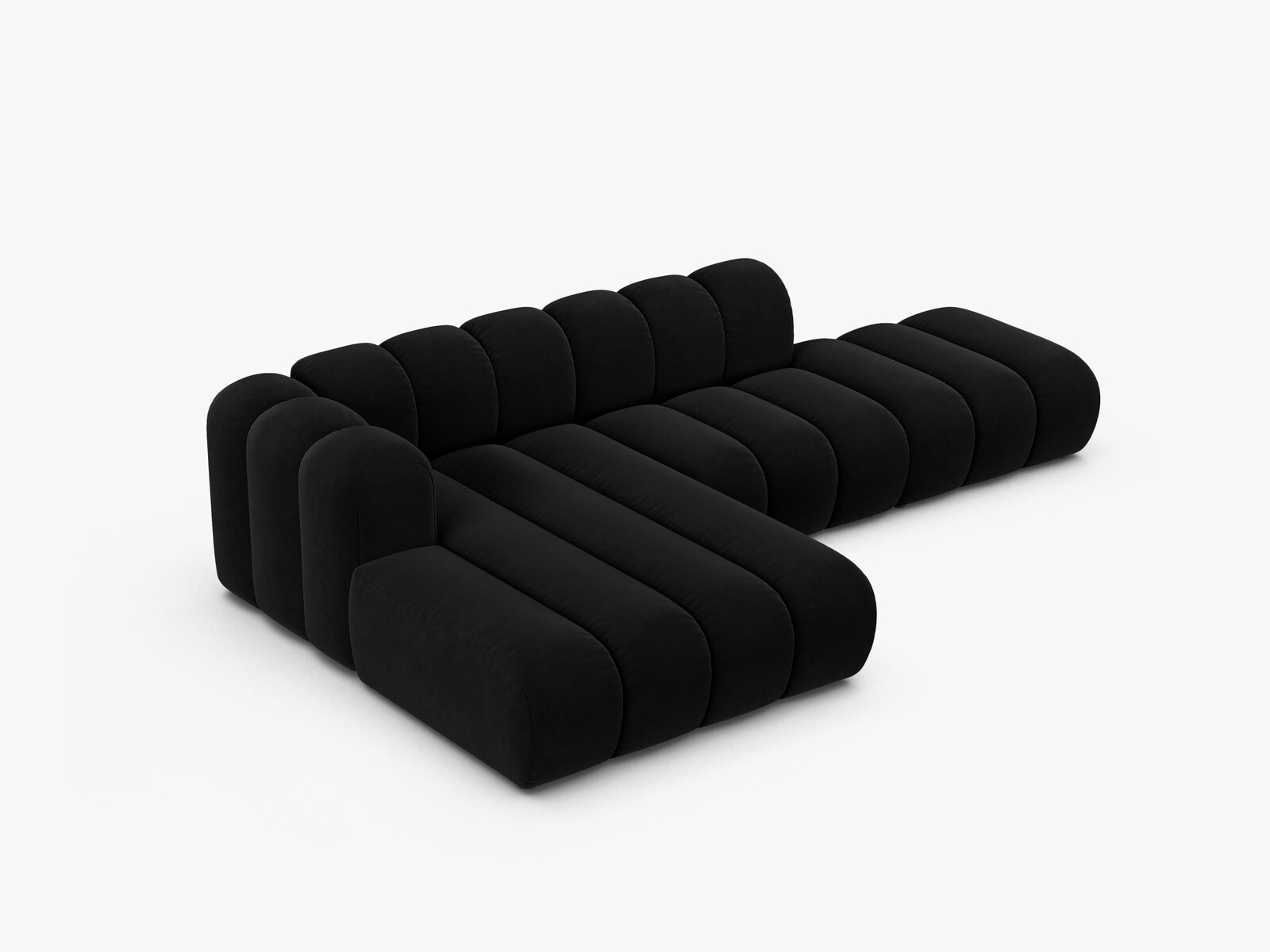 Micadoni Modulares Ecksofa offen Lupine 5-Sitzer Links Samt Salvador Schwarz