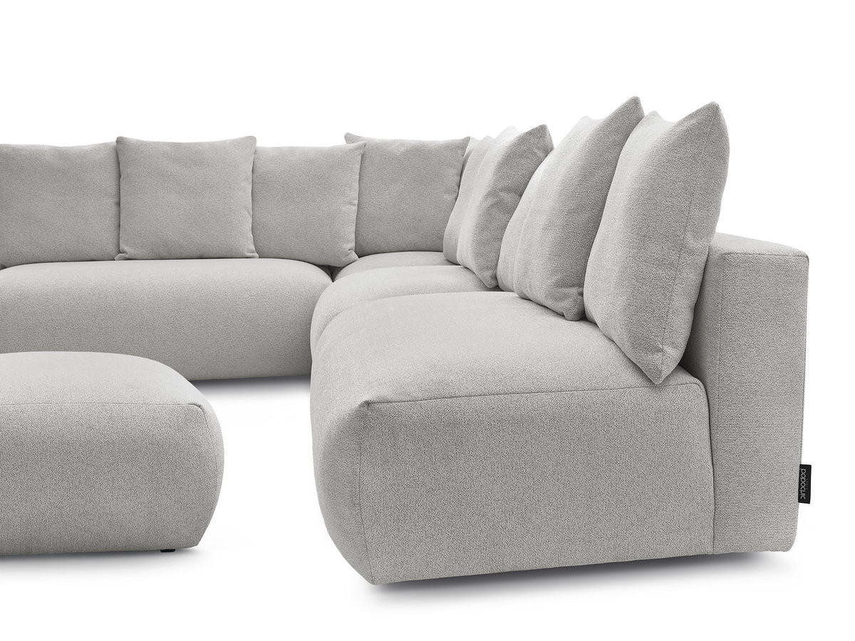Bobochic Voltaire Ecksofa mit Pouf 322 × 268 cm Melange-Stoff Hellgrau Ecke links