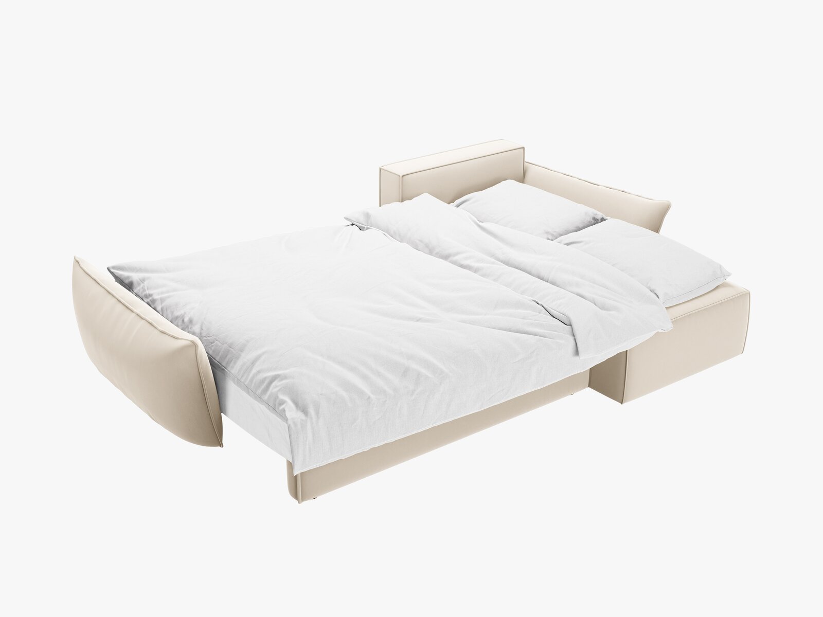 Micadoni Kaelle Ecksofa 4-Sitzer mit Schlaffunktion Rechts Samt Bluvel Helles Beige