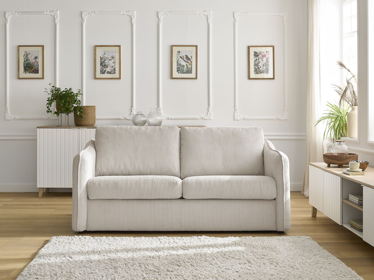 Bobochic Lenny Schlafsofa 3-Sitzer Cordsamt Beige