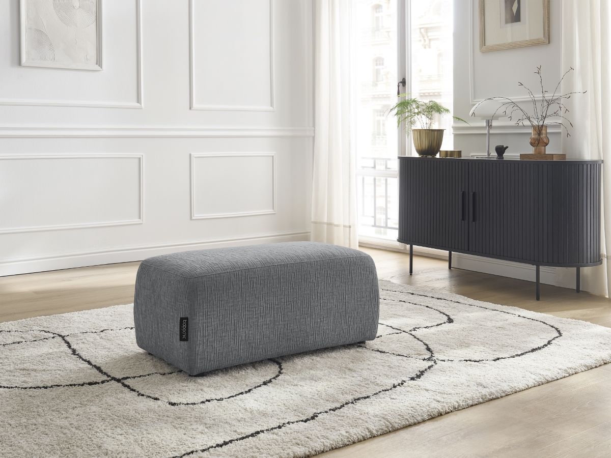 Bobochic Atilla Pouf Strukturstoff Dunkelgrau