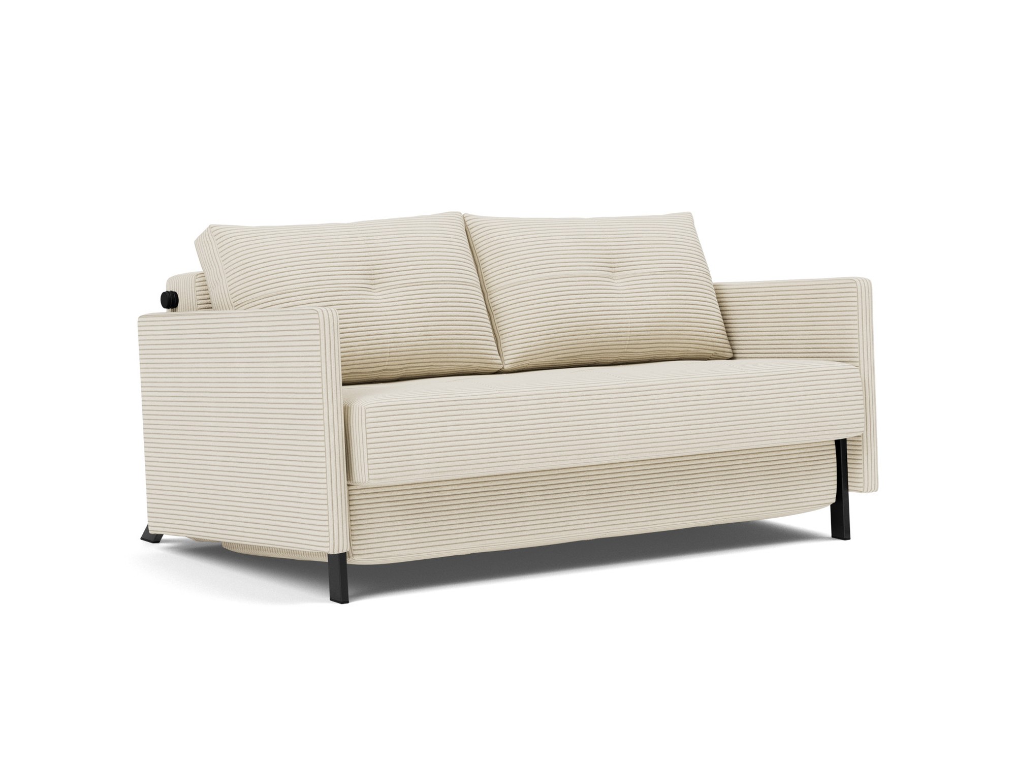 Schlafsofa Cubed mit Armlehnen 140 Kord Corduroy 594-Ivory