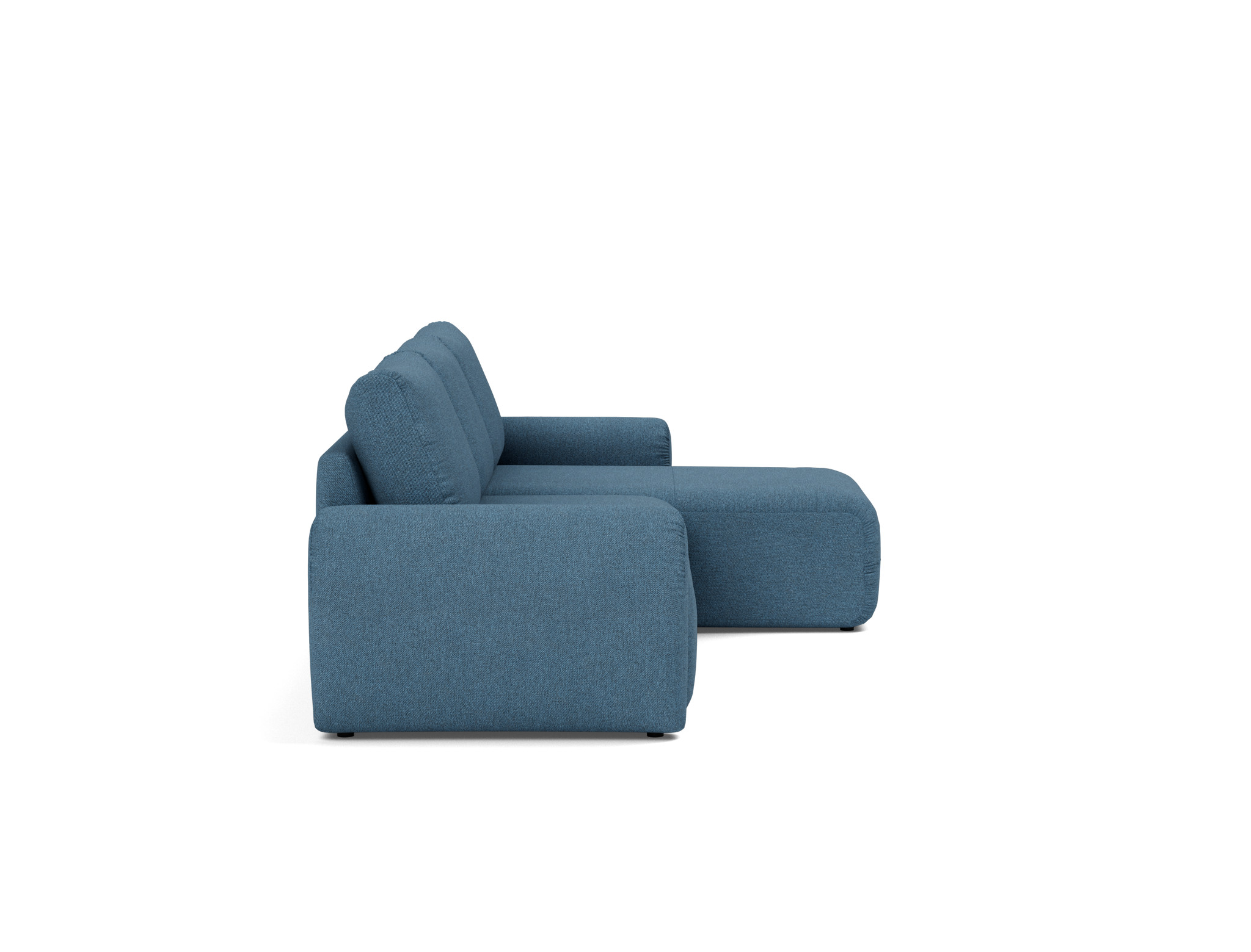 Schlafsofa Norum mit Chaiselongue und Curve-Armlehnen Strukturierter Stoff Weda 302-Weda-Blue