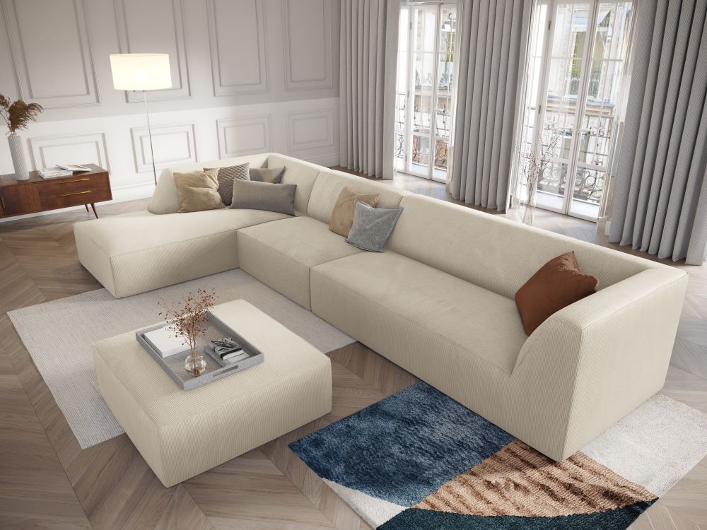 Cosmopolitan Design Ecksofa Siena 5-Sitzer Kord Scala Helles Beige Links