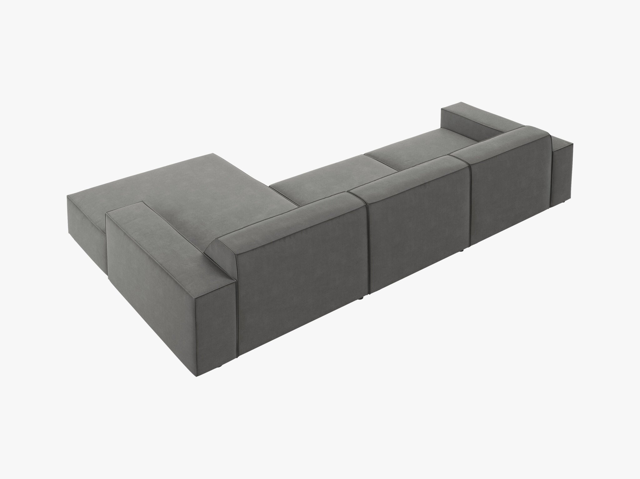 Micadoni Ecksofa Jodie 4-Sitzer Rechts Samt Bluvel Hellgrau
