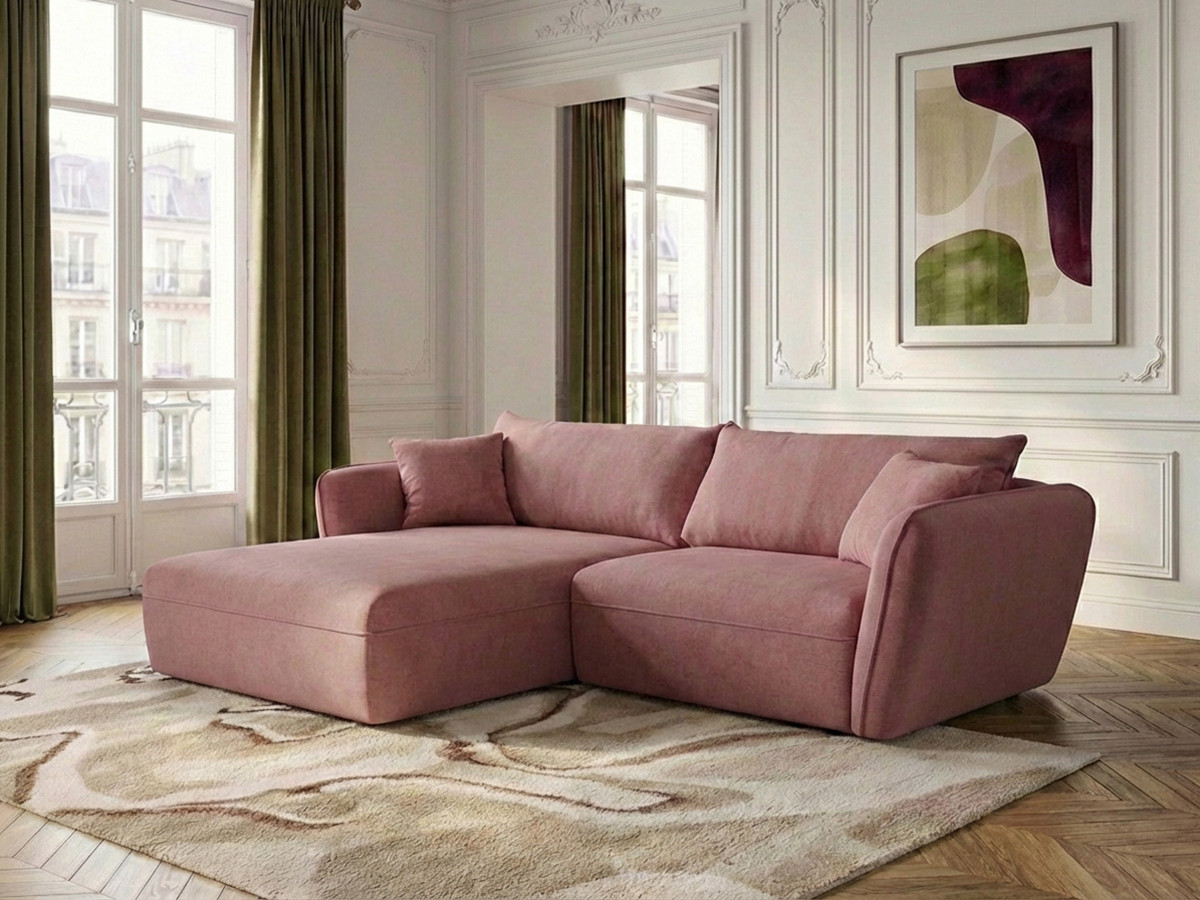 Bobochic Luigi Ecksofa Strukturstoff Rosa Ecke links