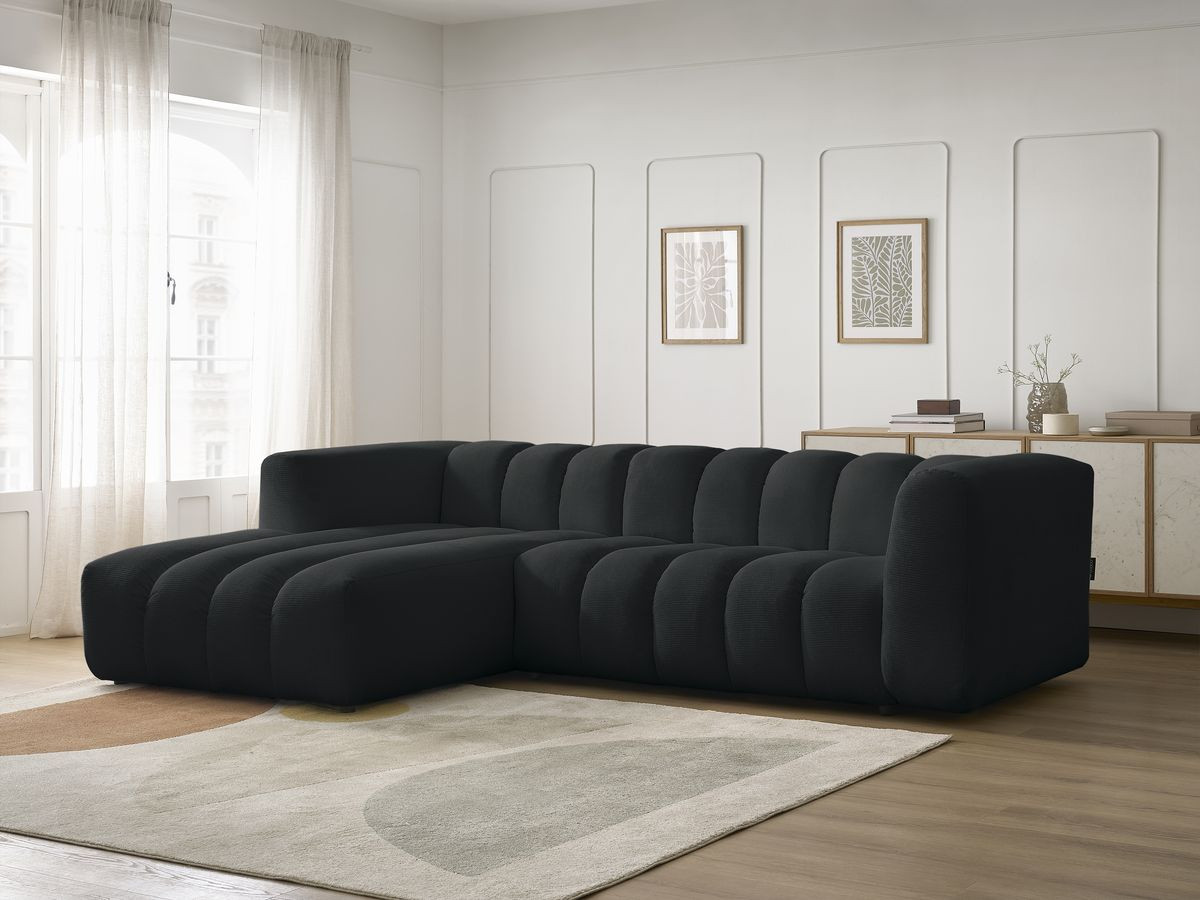 Bobochic Talia Ecksofa Melange-Stoff Schwarz Ecke links