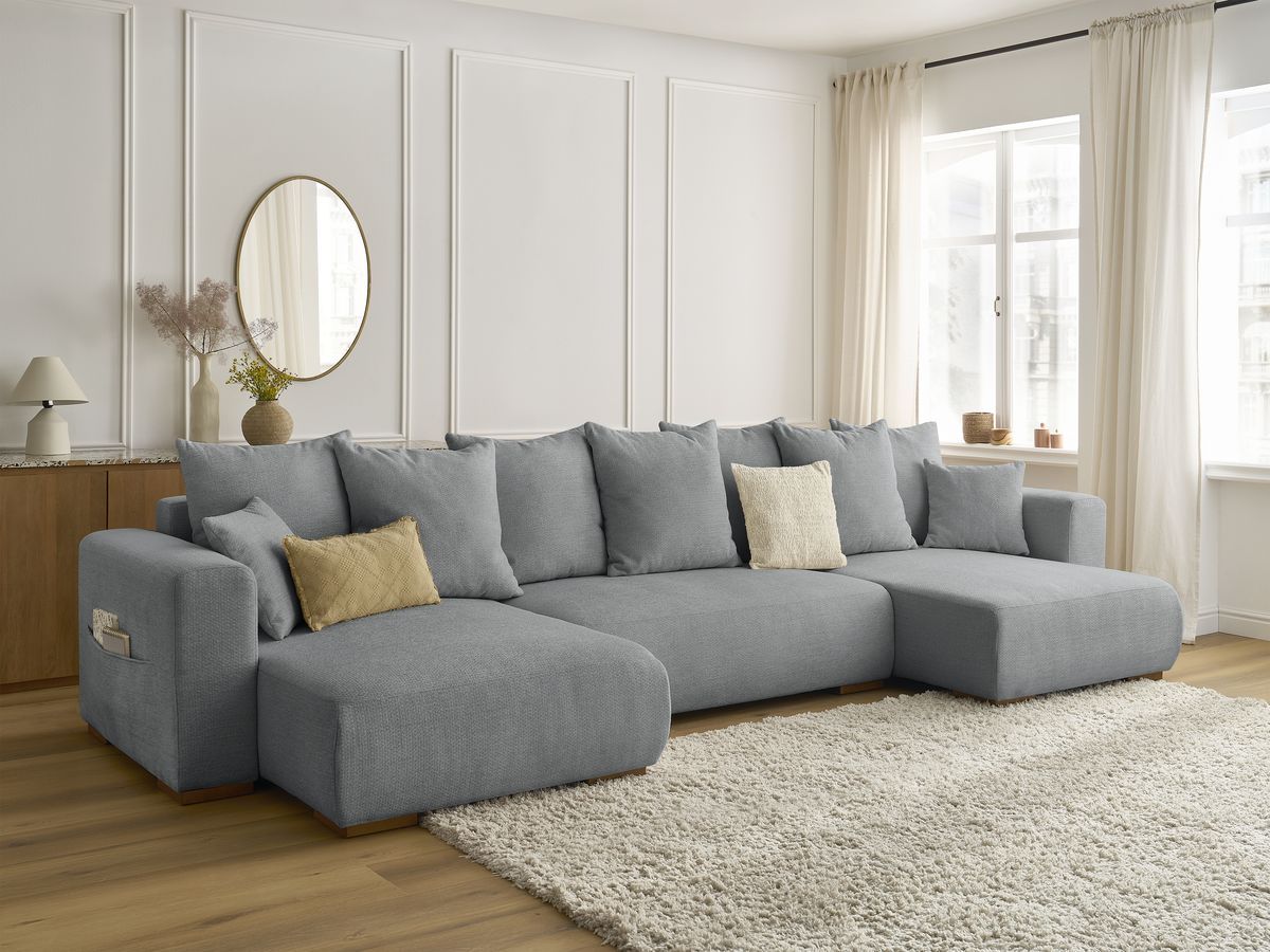 Bobochic Sidonie Wohnlandschaft Melange-Stoff Dunkelgrau