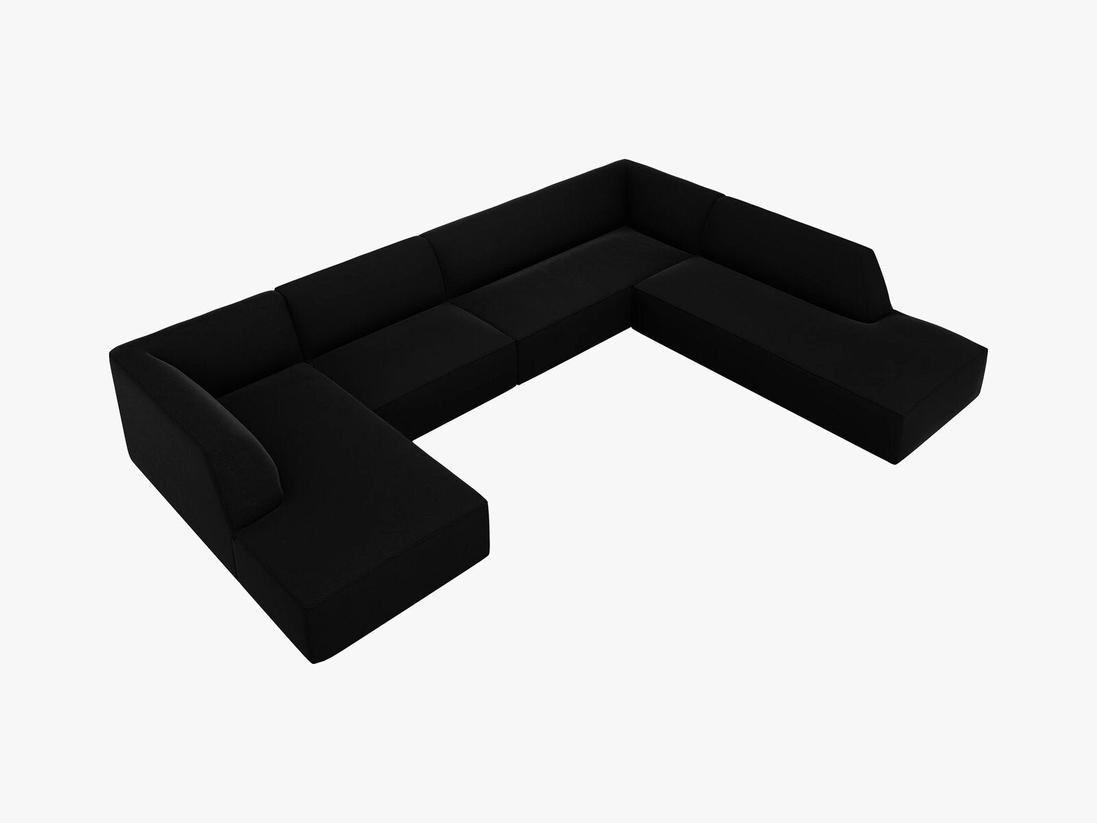Micadoni Panorama-Ecksofa Ruby 7-Sitzer Rechts Samt Salvador Schwarz