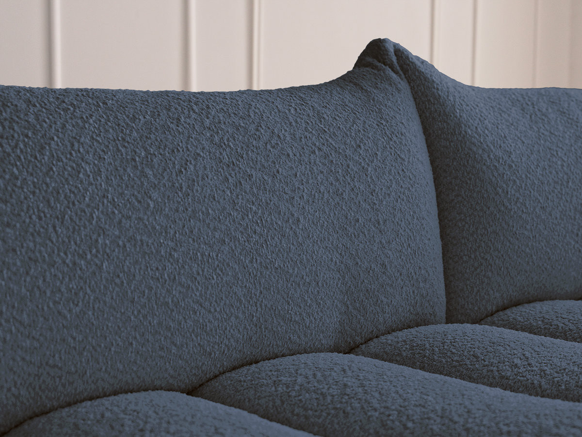 Bobochic Azra Ecksofa mit Pouf 262 × 178 cm Bouclé-Stoff Dunkelblau Ecke rechts