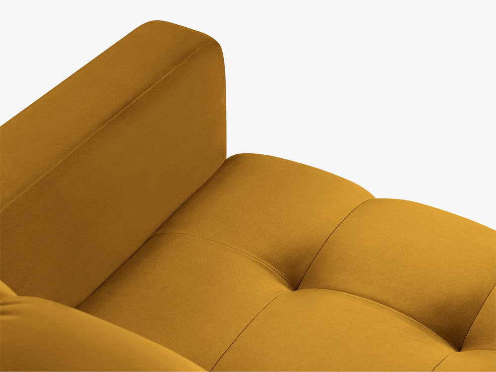 Micadoni Ecksofa Mamaia 5-Sitzer Links Samt Bluvel Gelb schwarze Beine