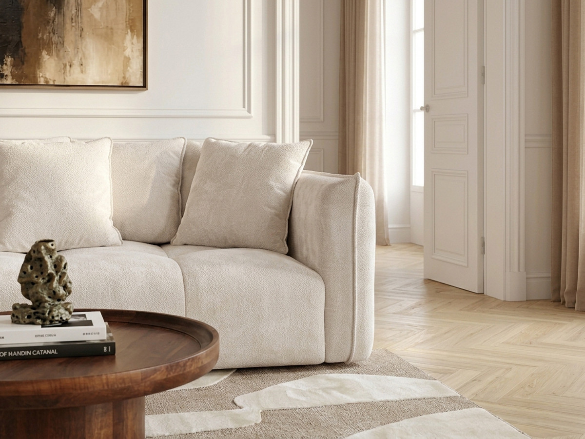 Bobochic Harlem Sofa 3-Sitzer Stoff Weiß