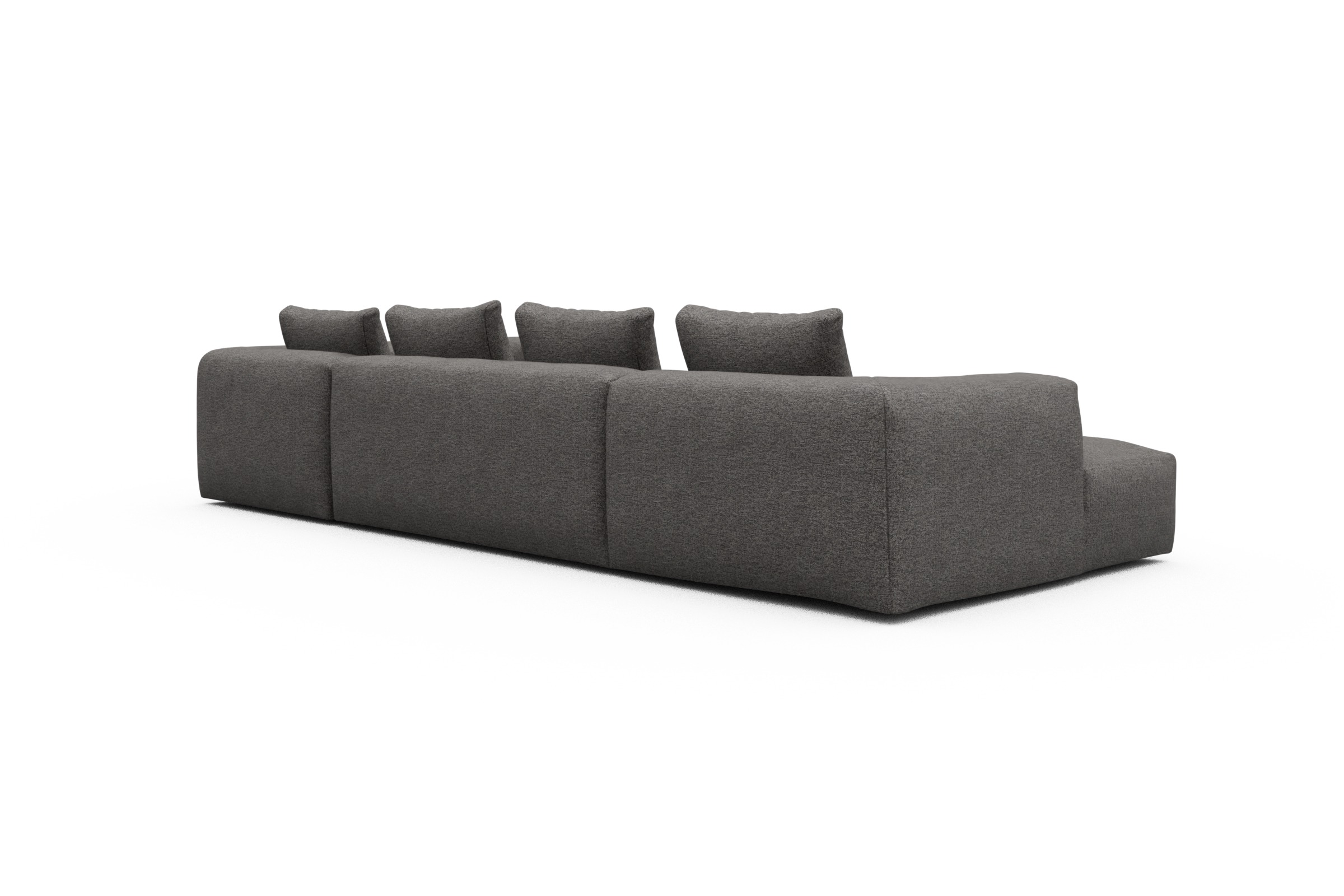 Wohnlandschaft Fred Chaiselongue links mit 2-Sitzer und lange Armlehne rechts Carreno-Salt-and-Pepper