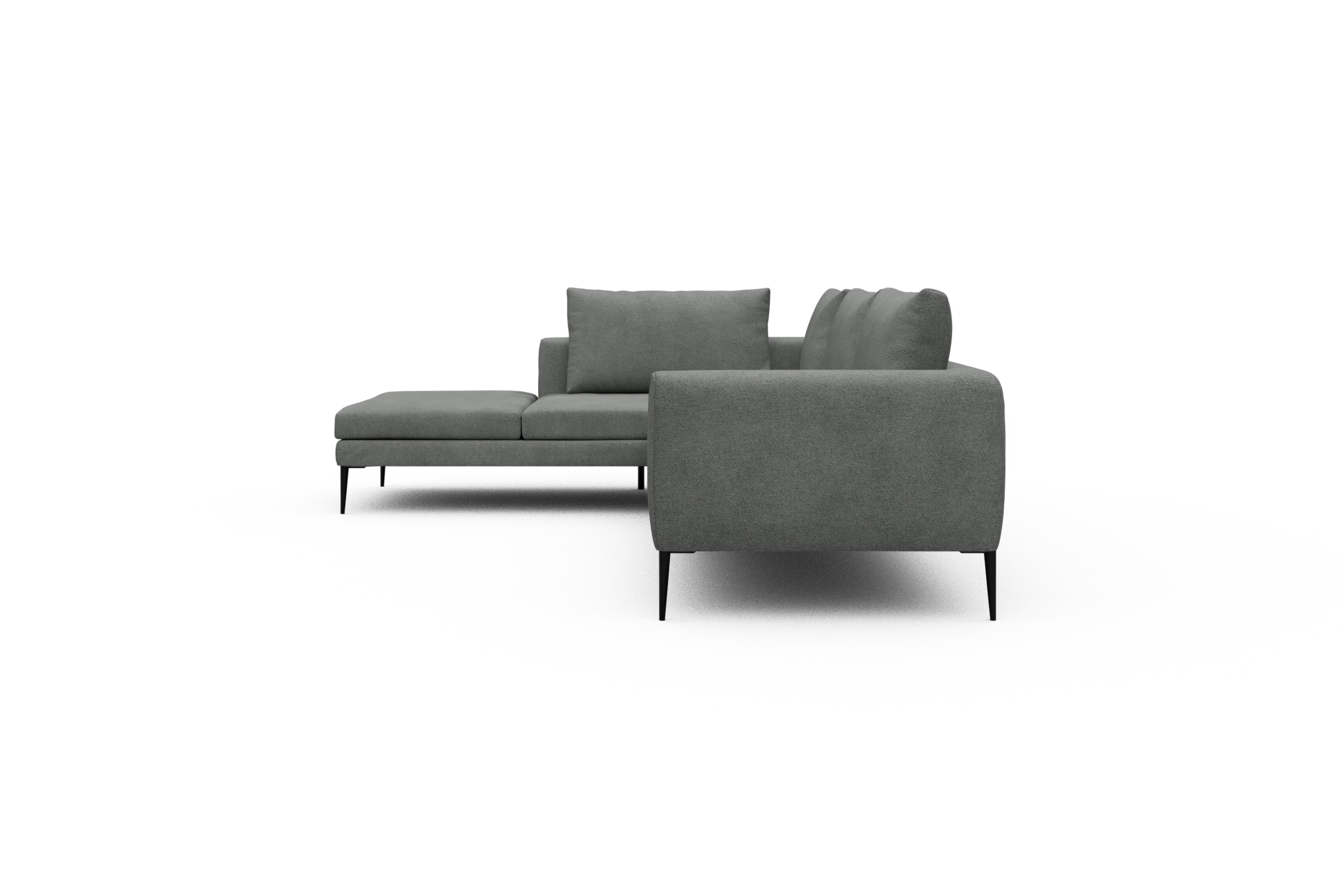 Ecksofa Paul Relax-Ecke rechts mit 3-Sitzer Boucle-Ash-Grey