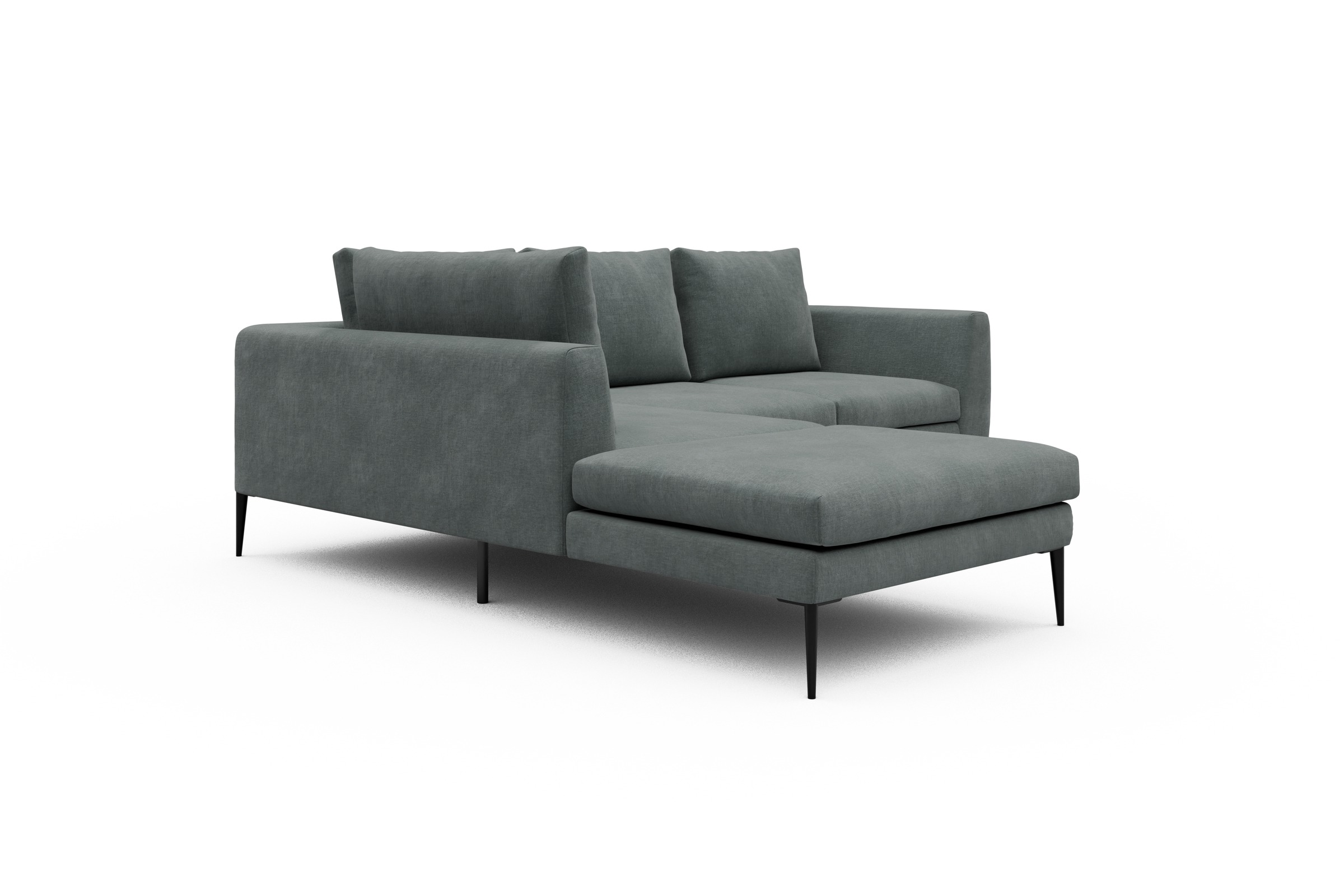 Ecksofa Paul Relax-Ecke links mit 2-Sitzer Smooth-Silver-Grey
