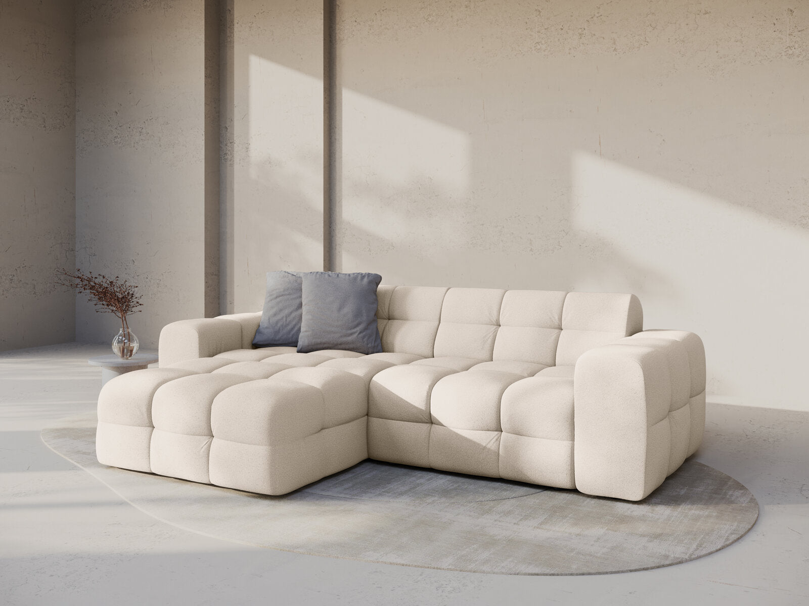Micadoni Ecksofa Kendal 4-Sitzer Links Strukturierter Stoff Beige