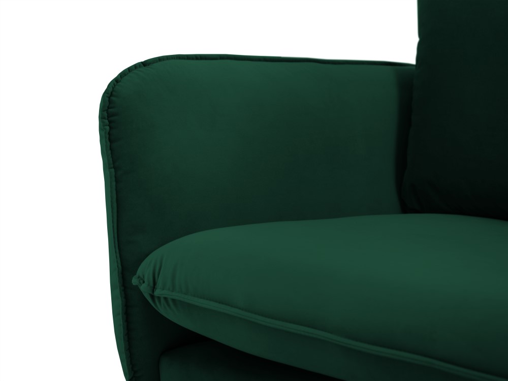 Cosmopolitan Design Ecksofa Vienna 6-Sitzer Samt Bluvel Flaschengrün Links Beine Gold