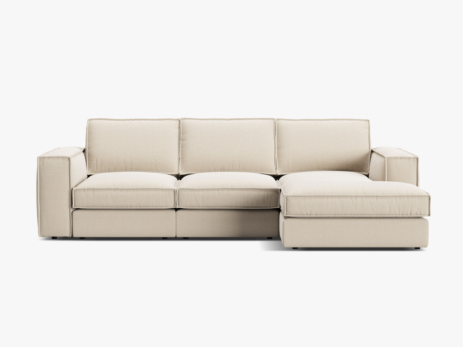 Micadoni modulares Ecksofa Pola 3-Sitzer Rechts Strukturierter Stoff Babel Beige