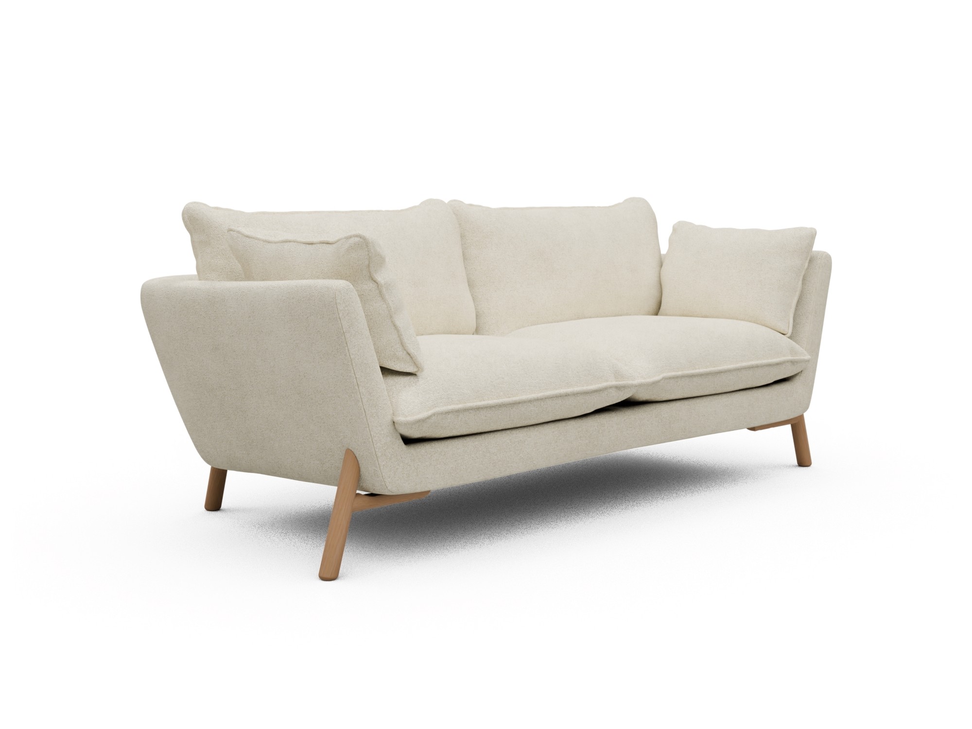 Skandi Home Sofa Emil Soft 2-Sitzer Beinfarbe Eiche Natur Boucle-Off-White moebelfaktor