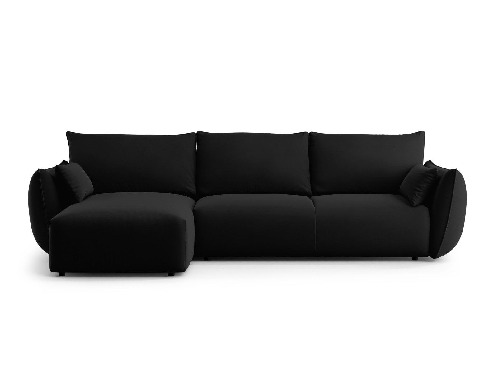 Cosmopolitan Design Ecksofa Matera 4-Sitzer mit Schlaffunktion Samt Salvador Schwarz Links