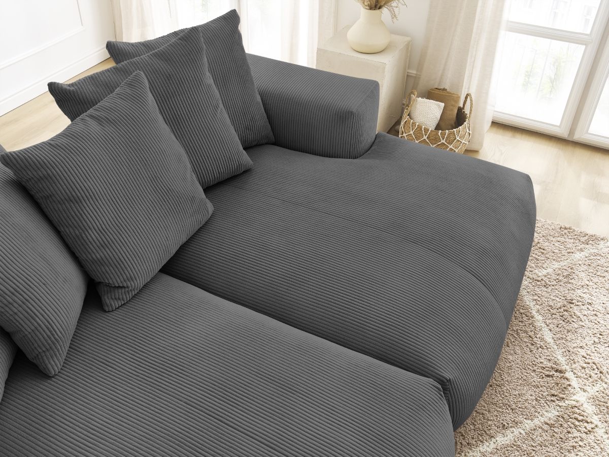 Bobochic Voltaire Sofa 4-Sitzer 248 × 170 cm Cordsamt Dunkelgrau