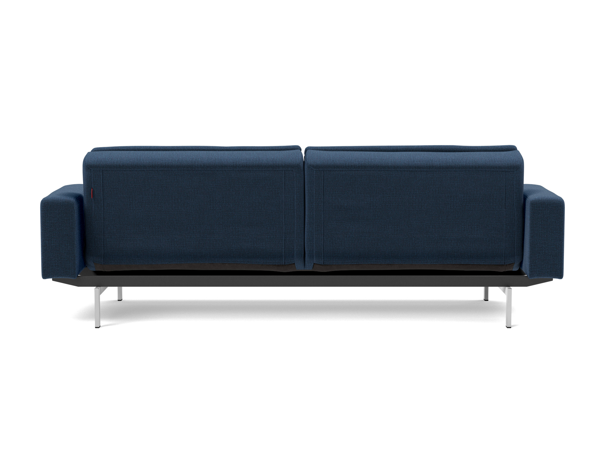 Schlafsofa Dublexo mit Armlehnen Chenille Esina 414-Indigo-Blue Beine Chrom