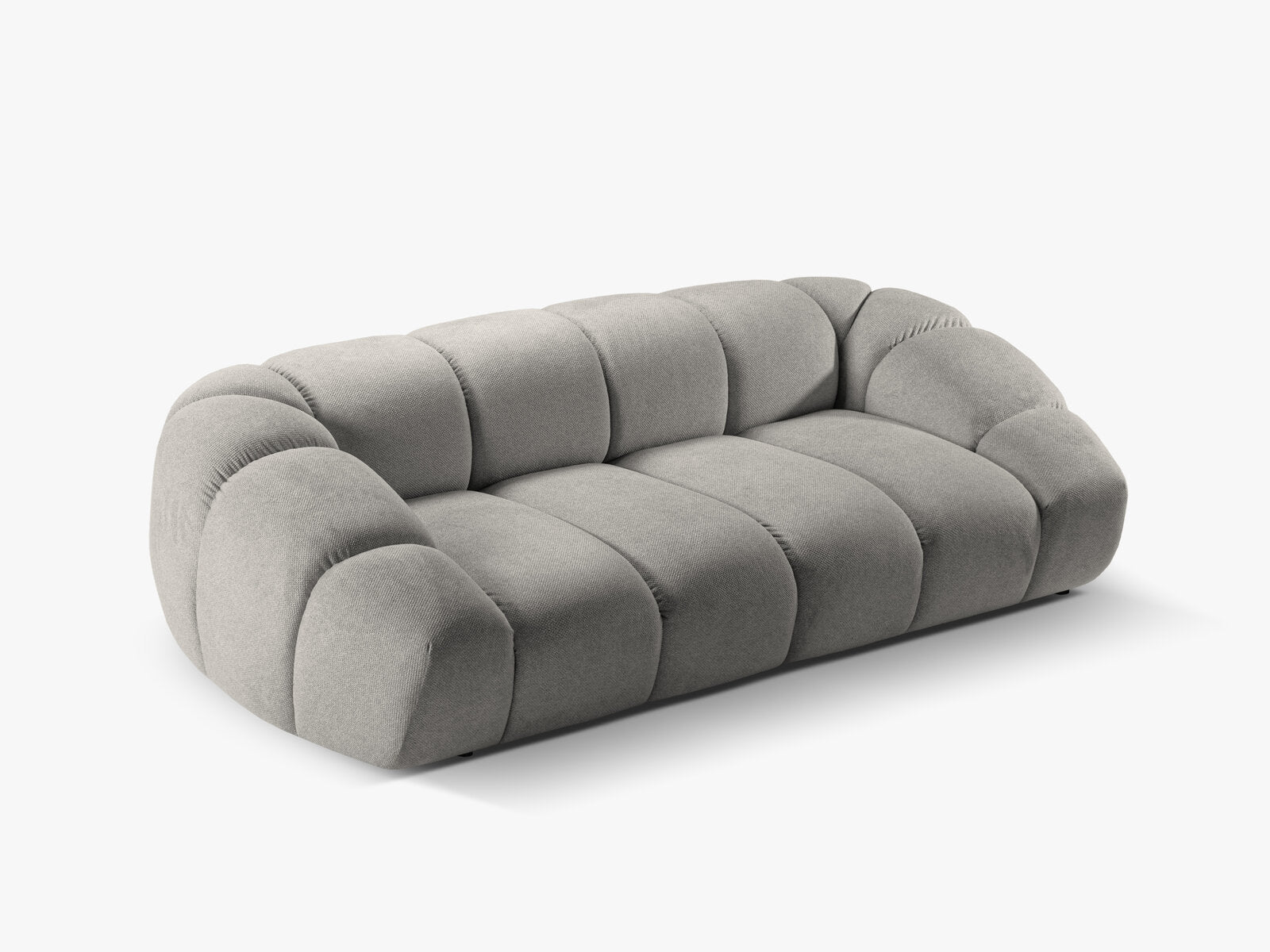 Micadoni Sofa Diana 3-Sitzer Strukturierter Samt Bubble Hellgrau