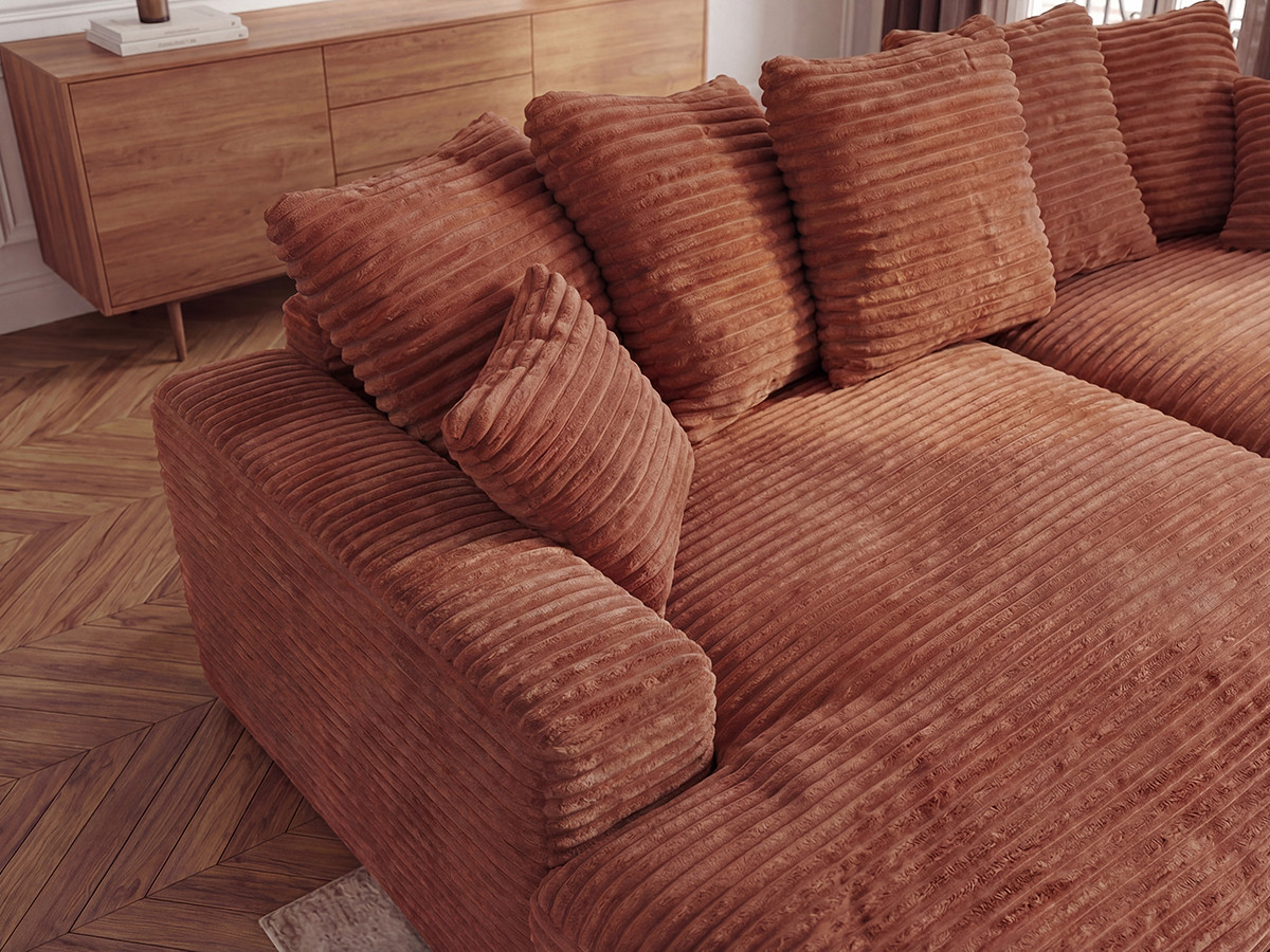 Bobochic Nevada Sofa 3-Sitzer 226 × 150 cm Breitcord weich Orange