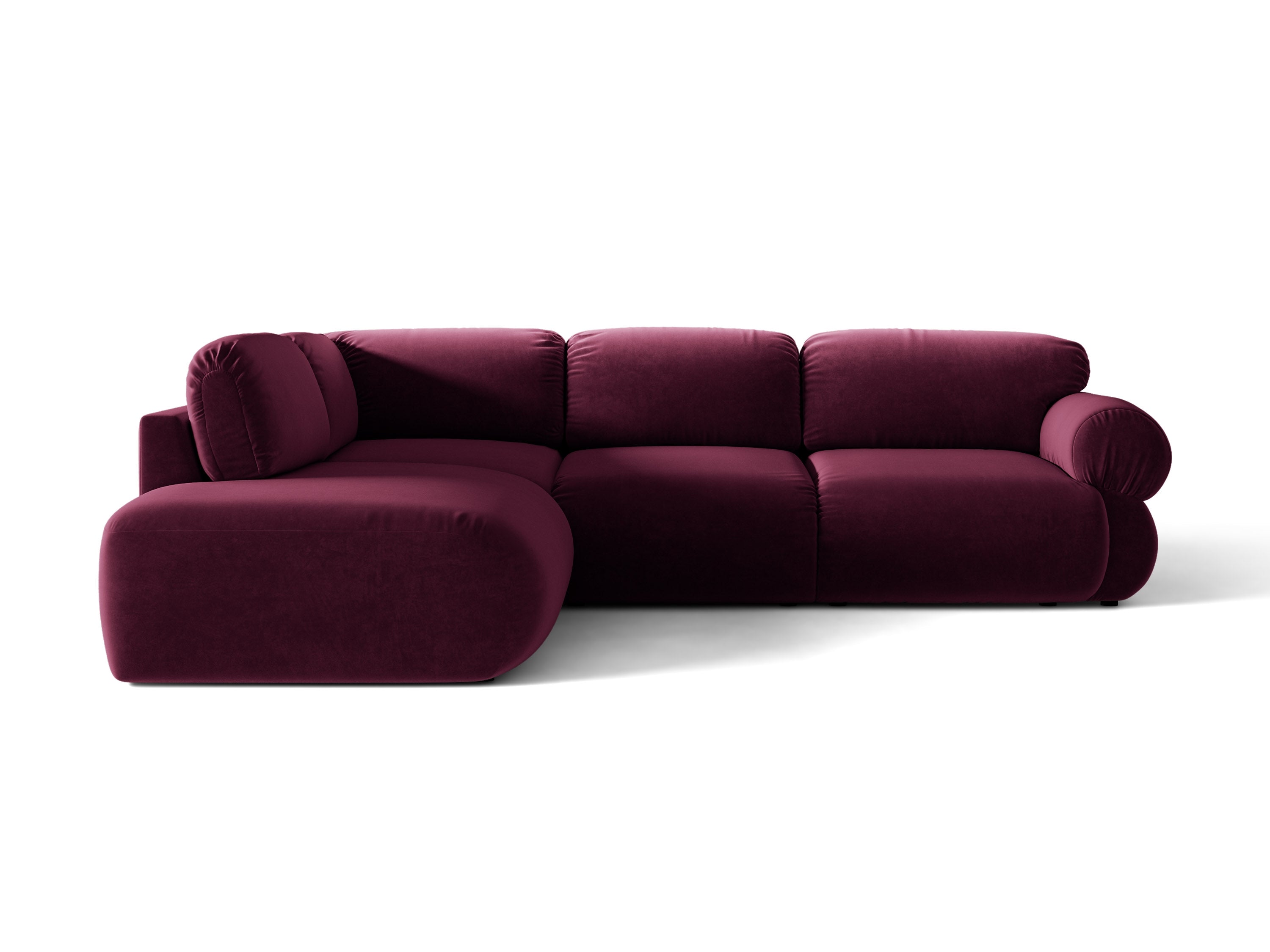 Micadoni Ophelia Ecksofa 289 cm Links Samt Venus Burgundfarben