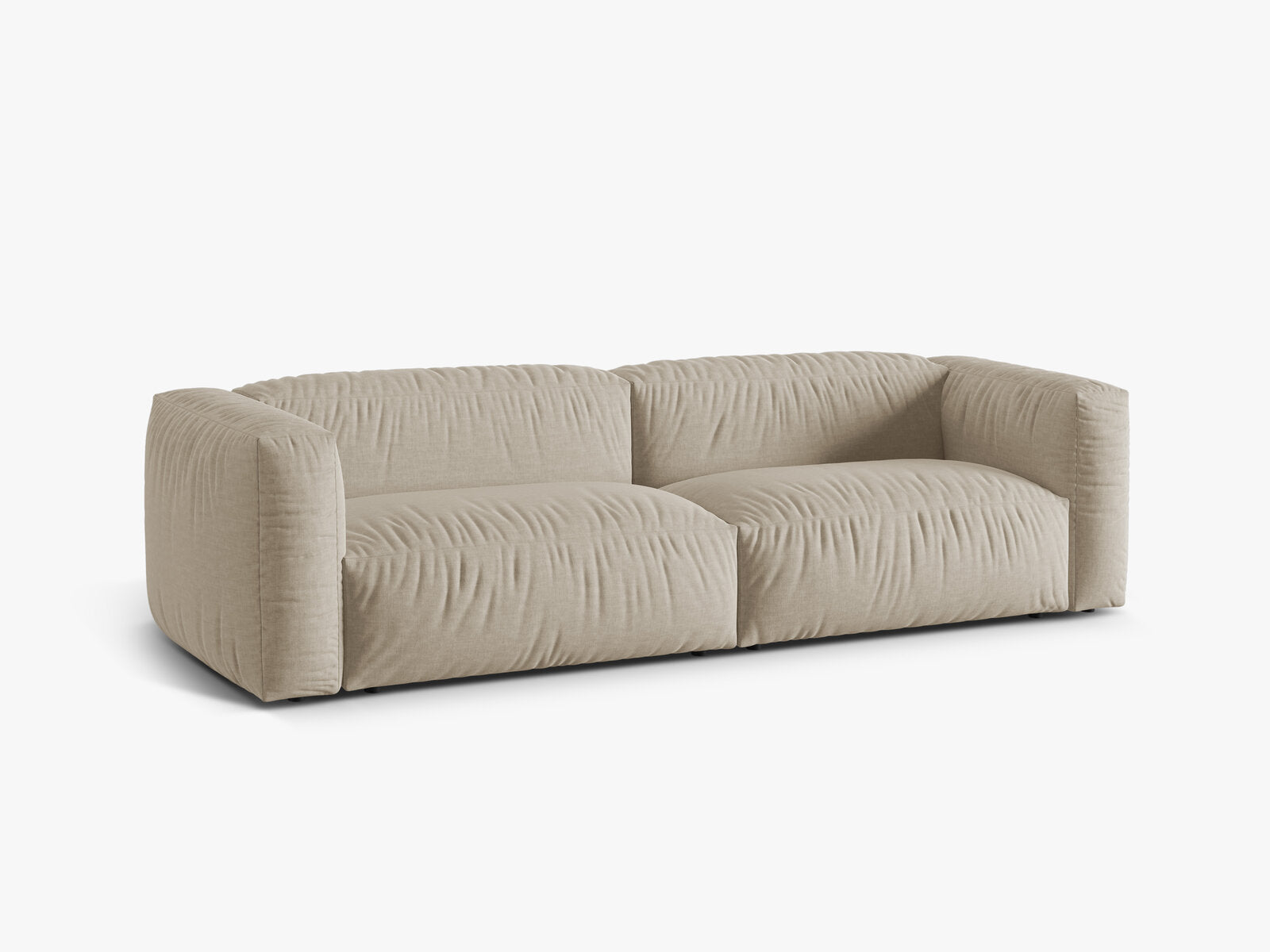 Micadoni Sofa Martina 3-Sitzer Strukturierter Stoff Boston Helles Beige