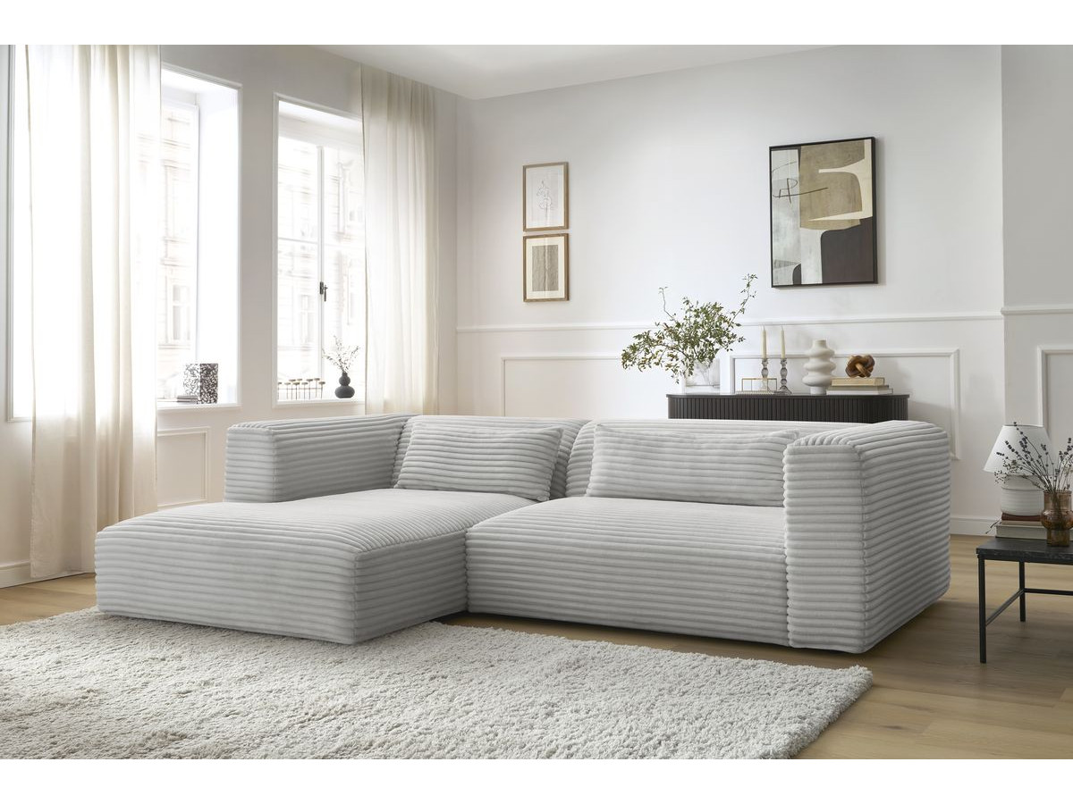 Bobochic Harry Ecksofa Breitcord weich Hellgrau Ecke links