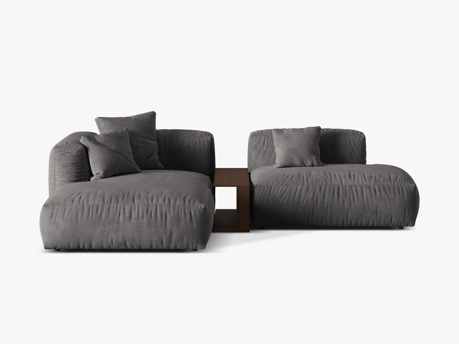Micadoni Ecksofa Martina 2-Sitzer mit Couchtisch Links Samt Grau