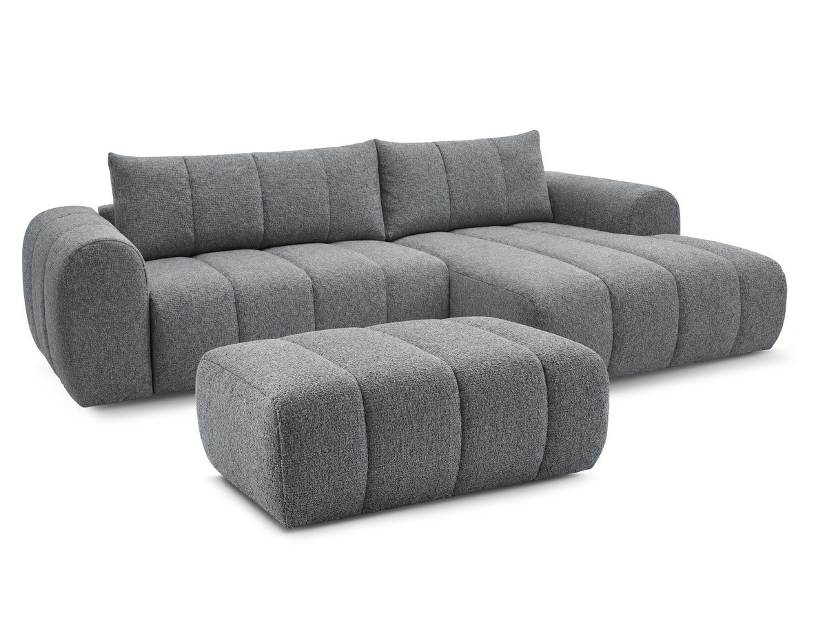 Bobochic Nesty Ecksofa 272 cm mit Pouf Melange-Stoff Dunkelgrau Ecke rechts