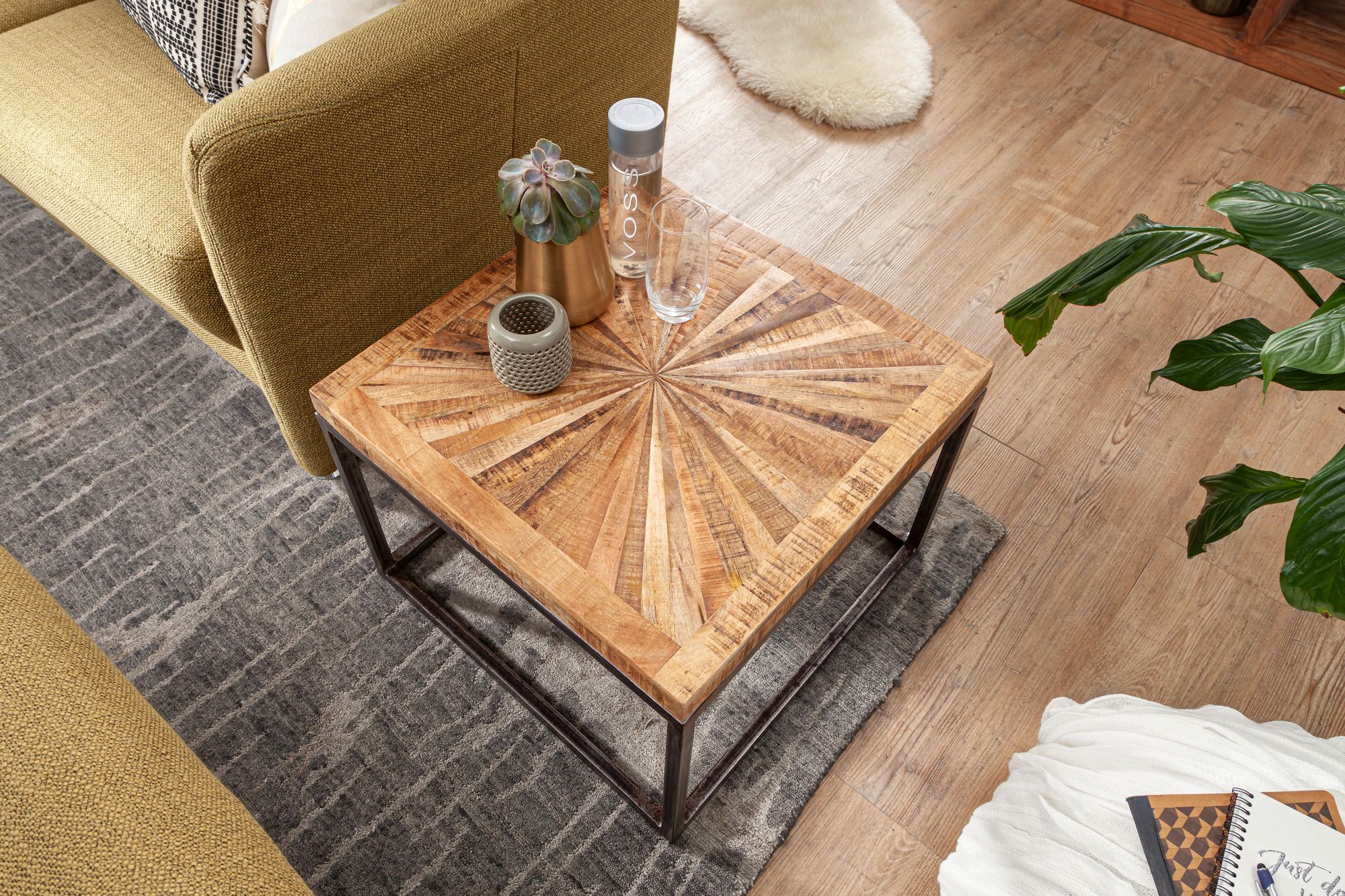 Couchtisch Maribo Mango Massivholz Braun 55 × 55 × 40,5 cm