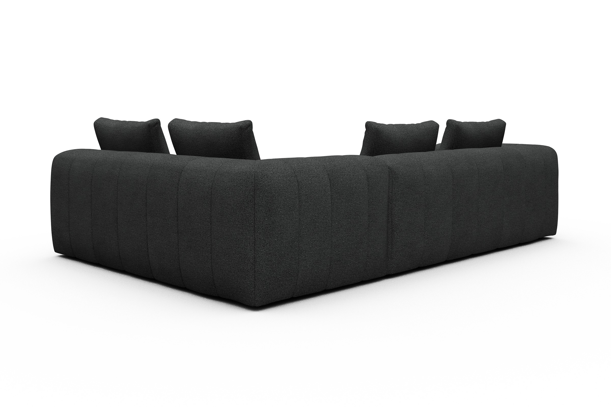 Ecksofa Hugo 2x 2,5-Sitzer Armlehne links Boucle-Charcoal