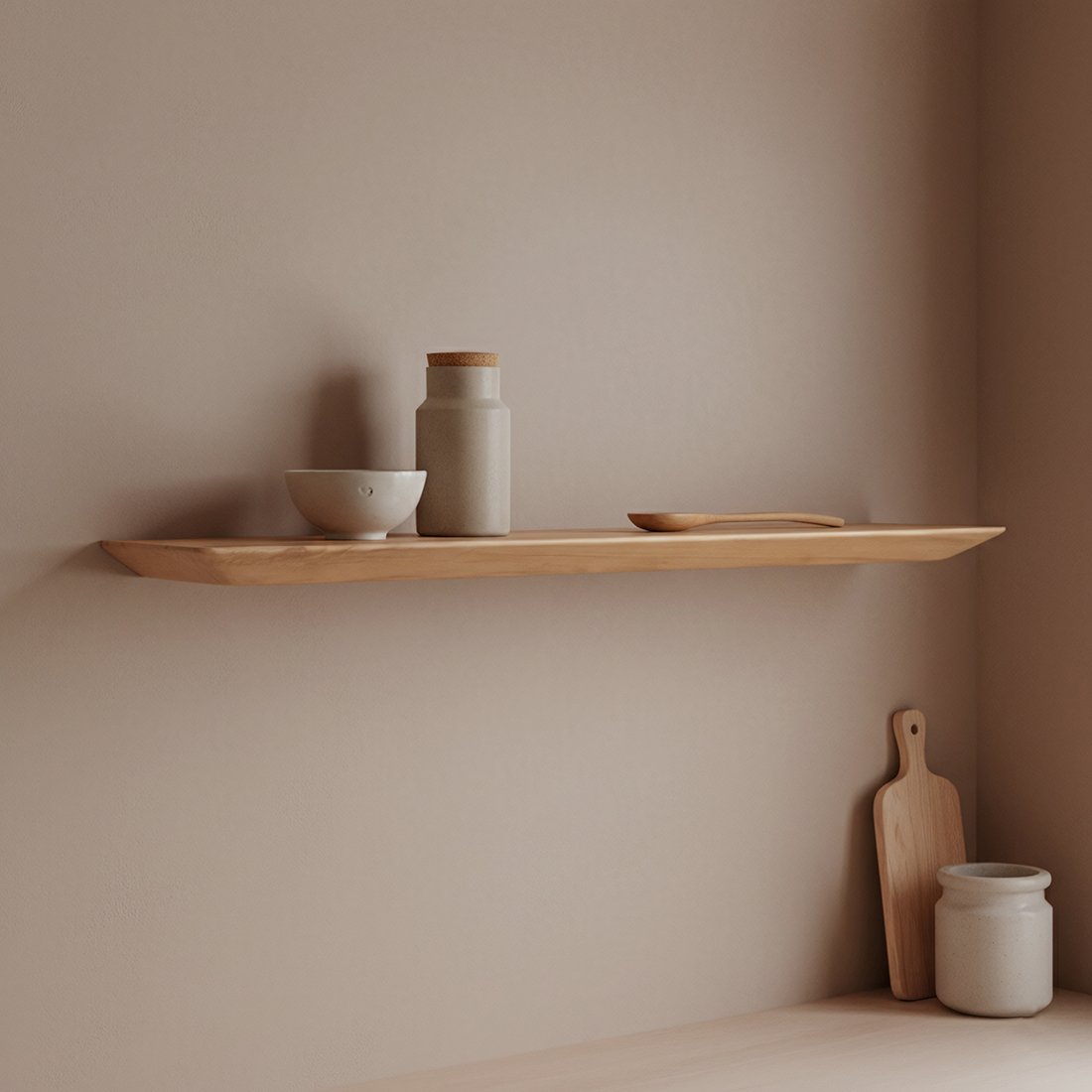 Raw Materials Craftsman Teakholz-Wandregal 90cm