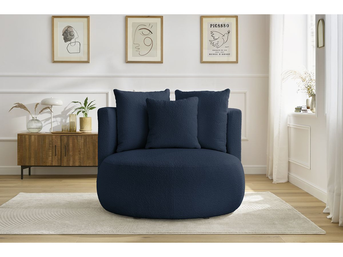 Bobochic Cesar Sessel Bouclé-Stoff Blau