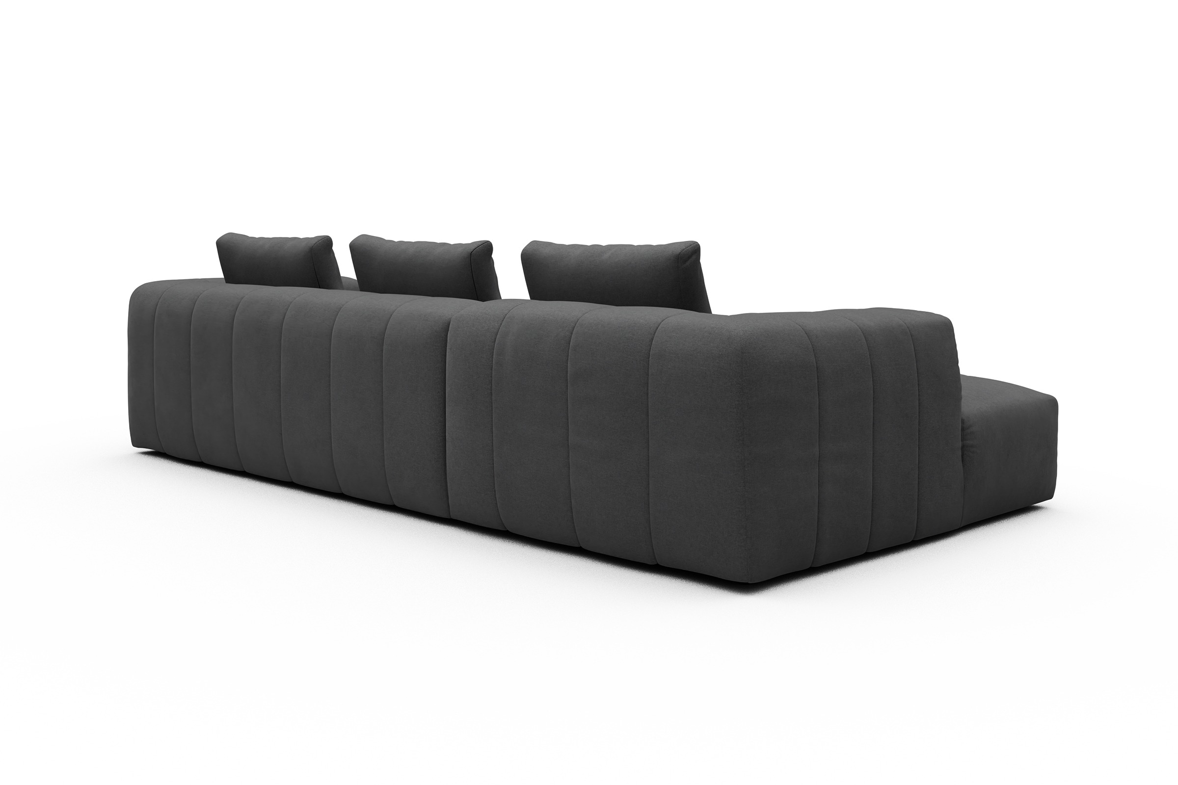 Ecksofa Hugo 2,5-Sitzer Armlehne rechts mit Chaiselongue Satya-Zinc