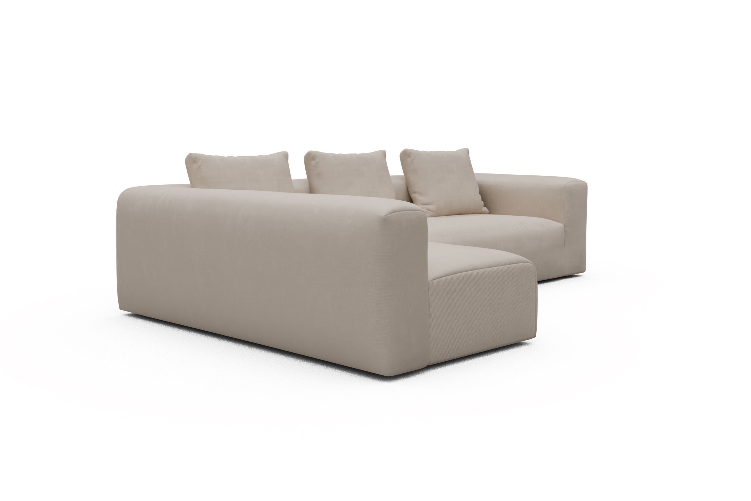 Ecksofa Fred 2x 2,5-Sitzer links offen Cordufine-Off-White