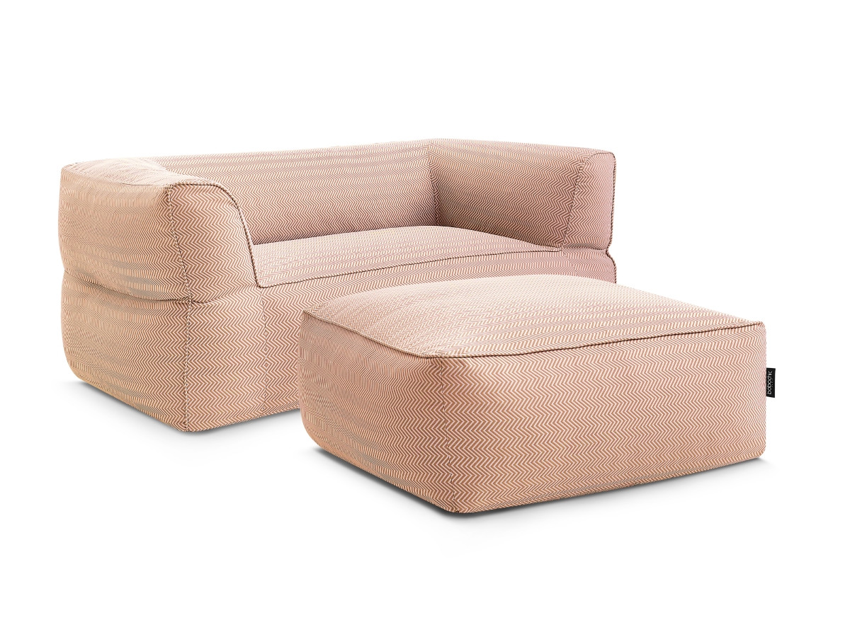 Bobochic Nour Gartensofa 3-Sitzer mit Pouf Stoff Orange