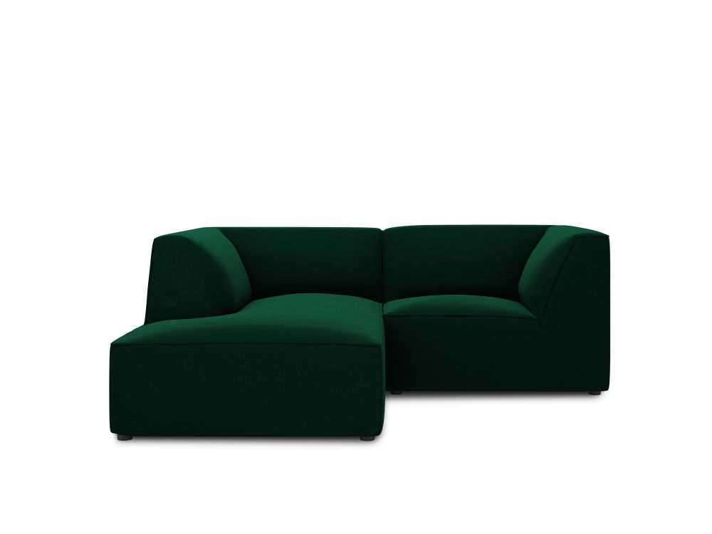 Cosmopolitan Design Ecksofa Siena 3-Sitzer Samt Salvador Flaschengrün Links