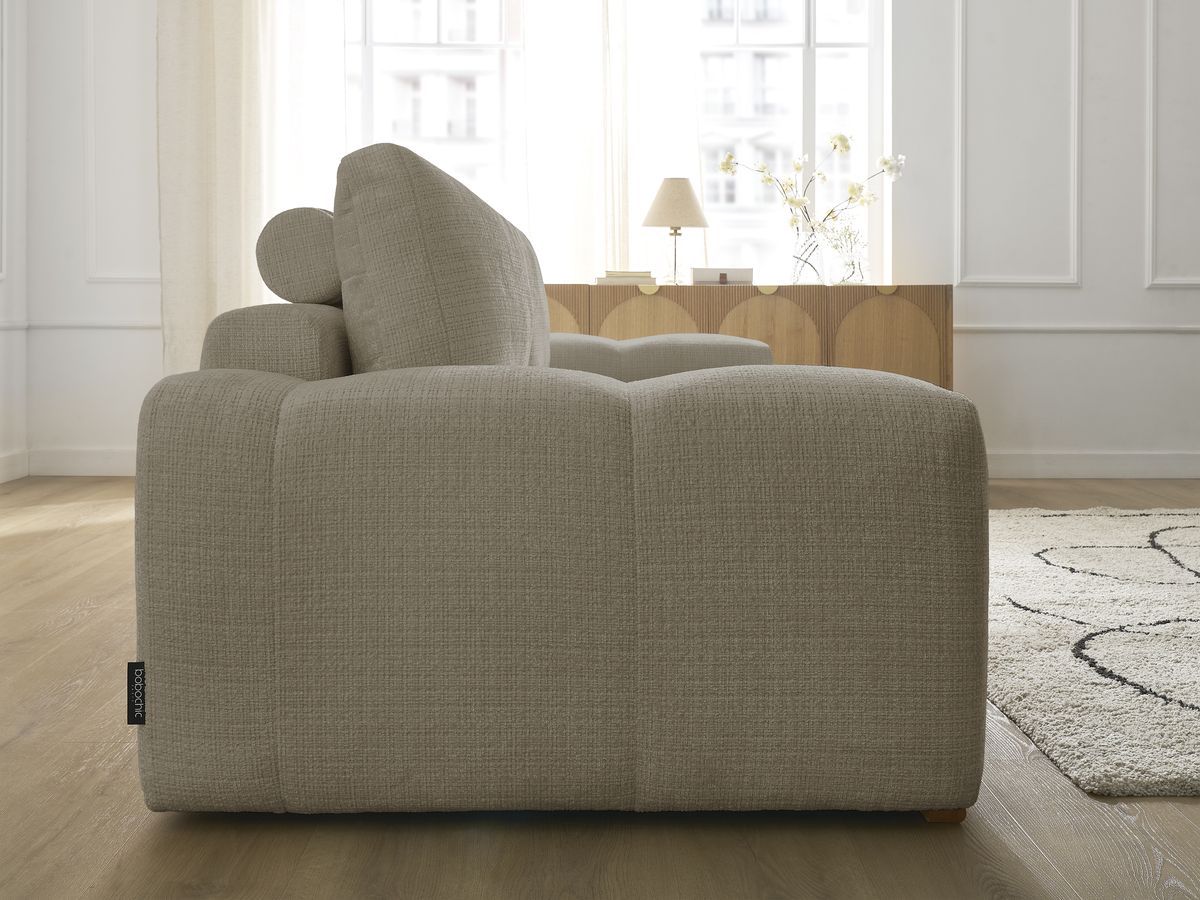 Bobochic Anakin Sofa 3-Sitzer, 2 Kissen Strukturstoff Taupe