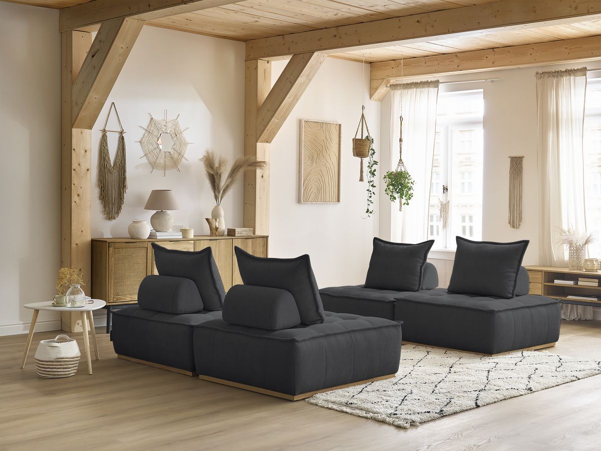 Bobochic Elisa Sofa 4-Sitzer Strukturstoff Dunkelgrau