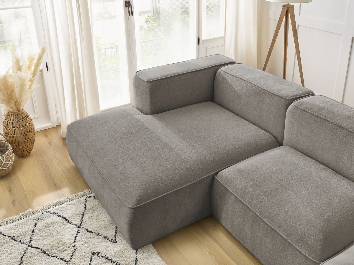 Bobochic Zephyr Ecksofa 349 × 165 cm Strukturstoff Taupe Ecke links