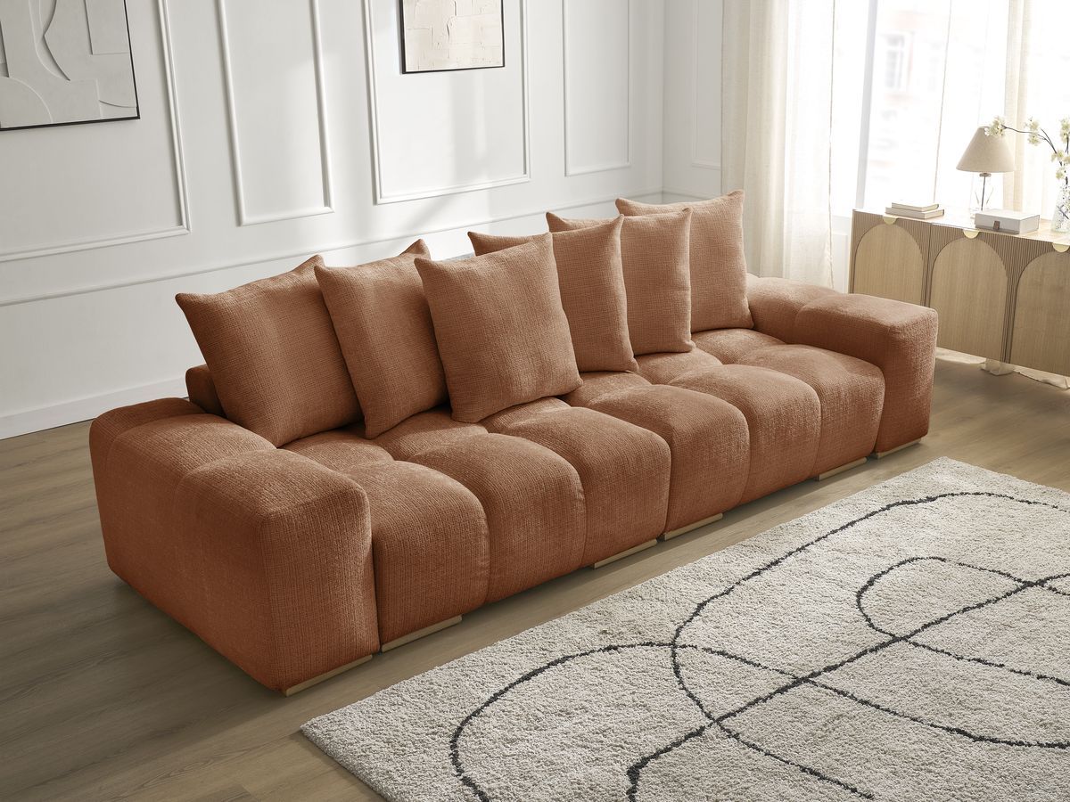 Bobochic Anakin Sofa 3-Sitzer, 6 Kissen Strukturstoff Orange