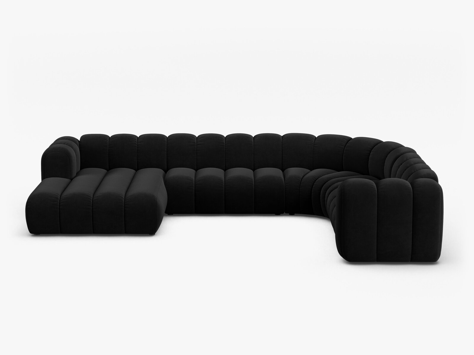 Micadoni Modulares Panorama Ecksofa Lupine 6-Sitzer Rechts Samt Salvador Schwarz